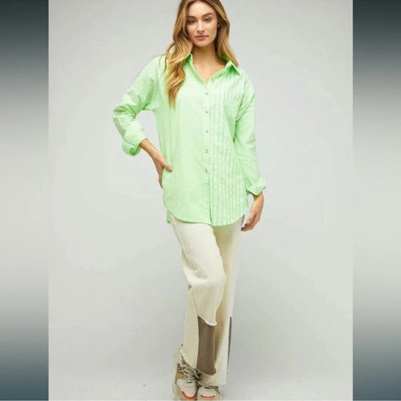 J.NNA Green Button Down Shirt Size M - Picture 1 of 13